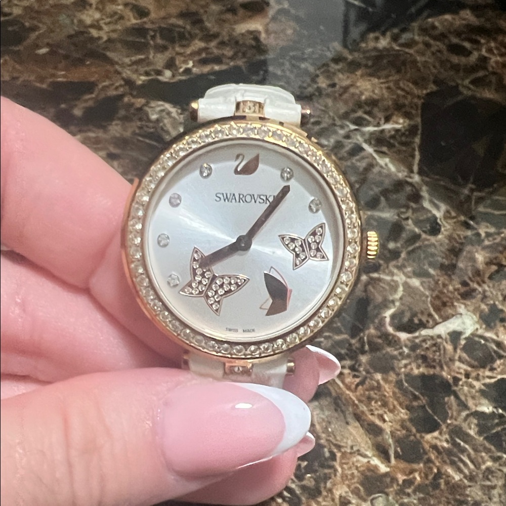 Swarovski Women's Gold and White Watch
